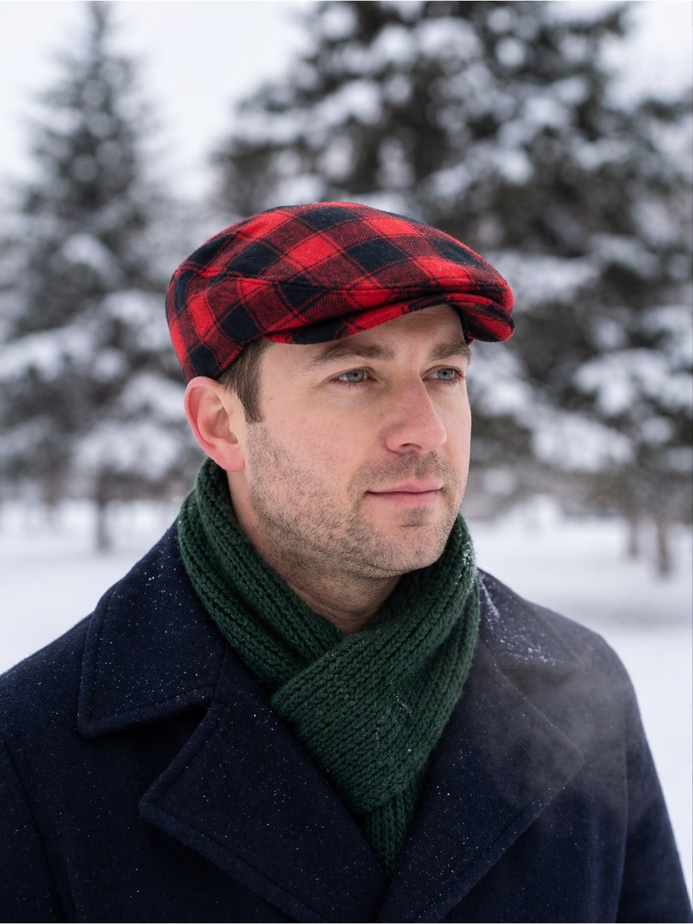 Christmas Red Plaid Buffalo Flat Cap | Adult | Kids | custom